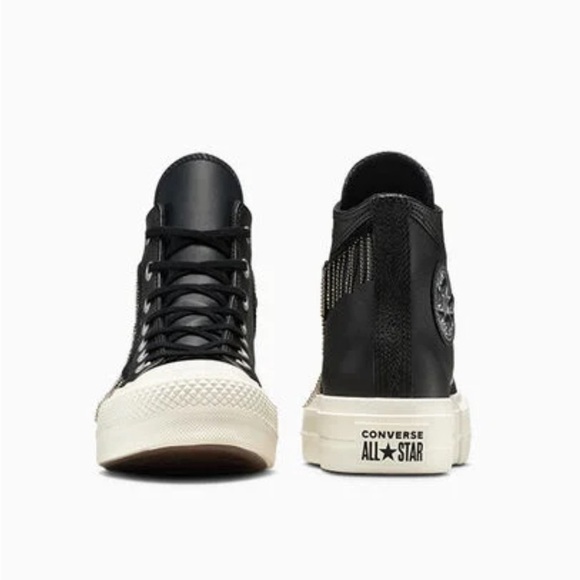 Leather Chuck Taylor All Star Platform Western Glam Black Women’s size 8.5 - Picture 5 of 9